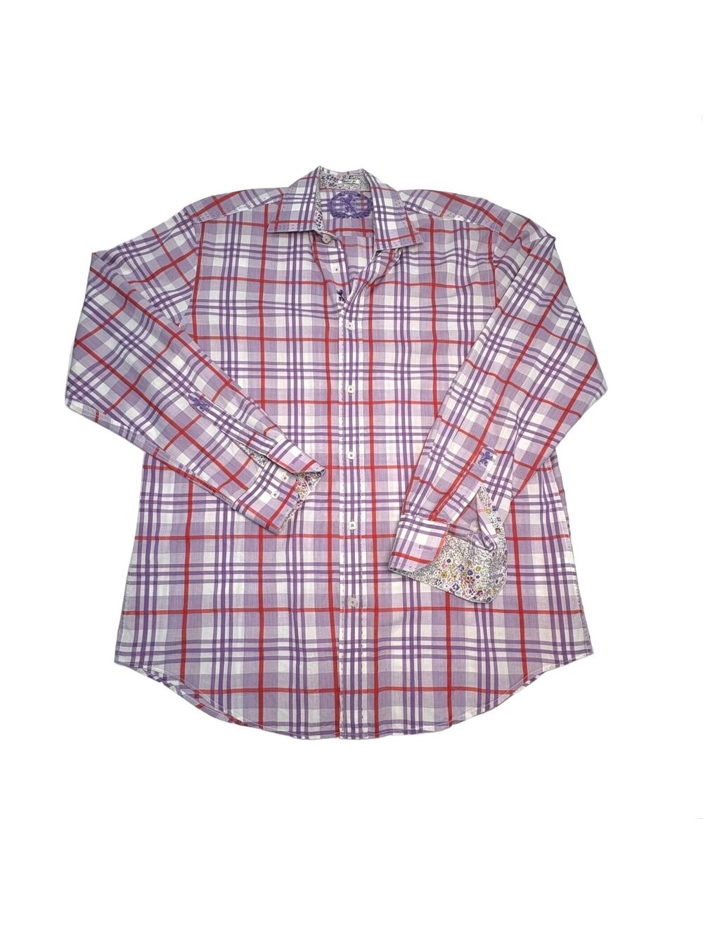 Bugatchi Shaped Fit Purple Button Down Men's Shirt size L